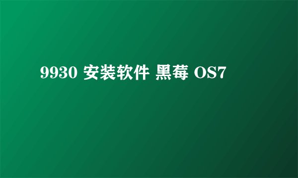 9930 安装软件 黑莓 OS7