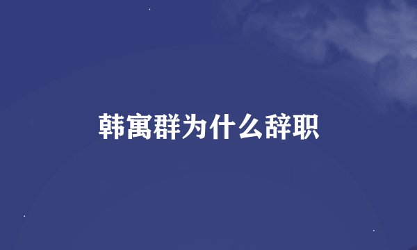 韩寓群为什么辞职