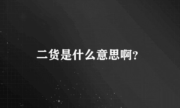 二货是什么意思啊？