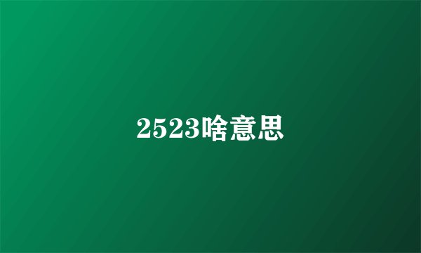 2523啥意思