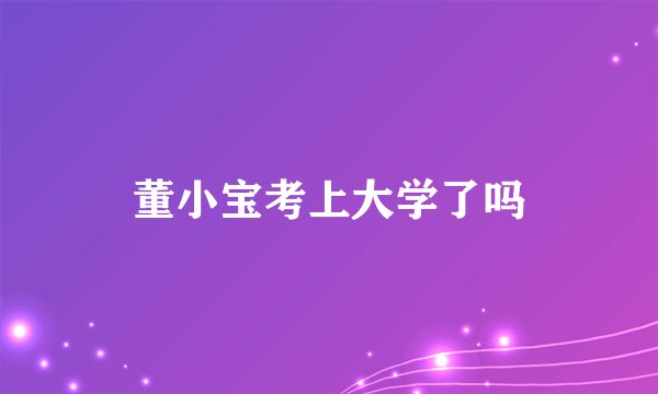 董小宝考上大学了吗