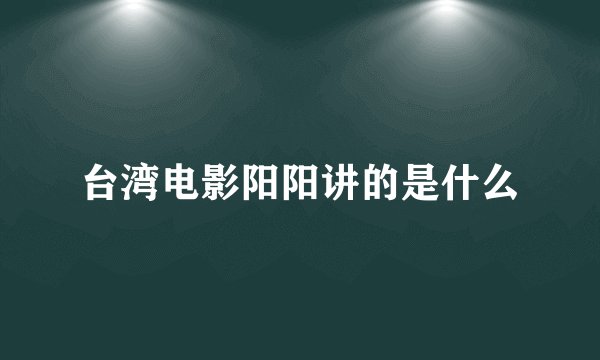 台湾电影阳阳讲的是什么