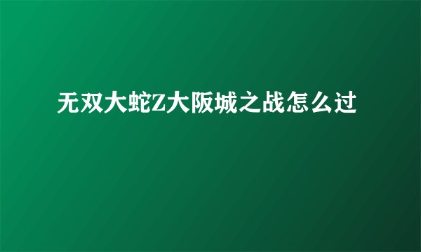 无双大蛇Z大阪城之战怎么过