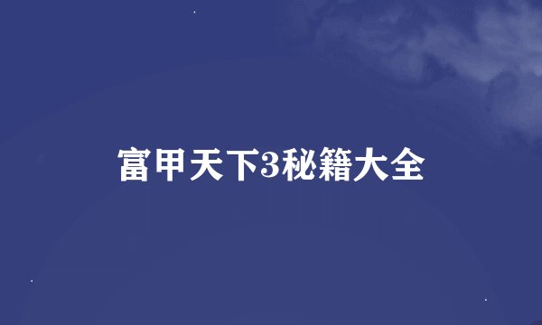 富甲天下3秘籍大全