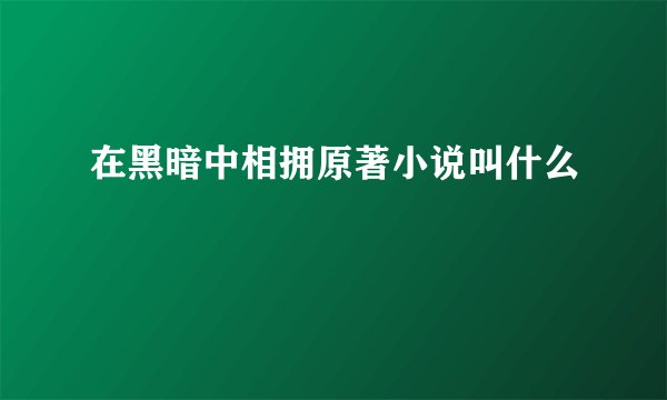 在黑暗中相拥原著小说叫什么
