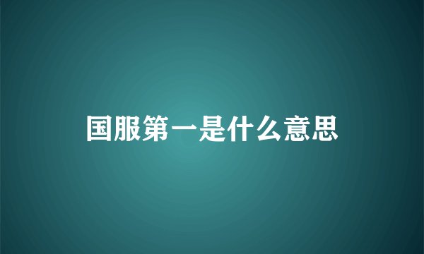 国服第一是什么意思