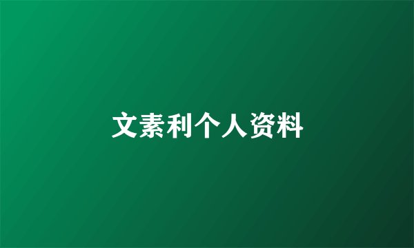 文素利个人资料