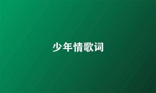 少年情歌词