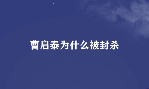 曹启泰为什么被封杀