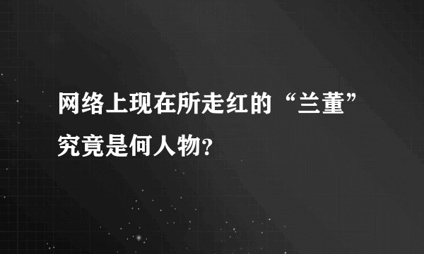 网络上现在所走红的“兰董”究竟是何人物？
