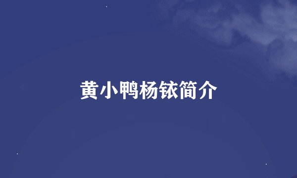 黄小鸭杨铱简介