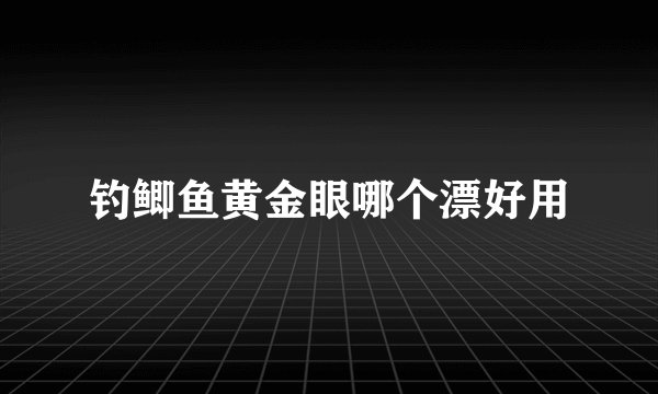 钓鲫鱼黄金眼哪个漂好用