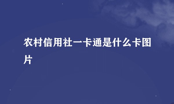 农村信用社一卡通是什么卡图片