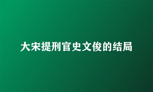 大宋提刑官史文俊的结局