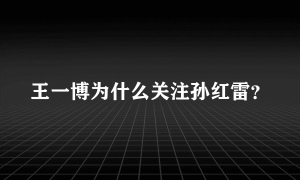 王一博为什么关注孙红雷？