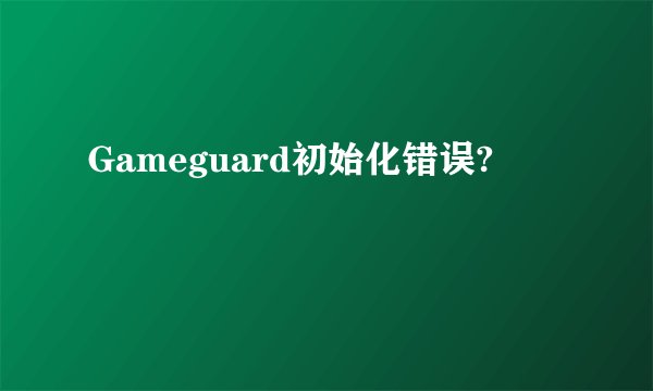 Gameguard初始化错误?
