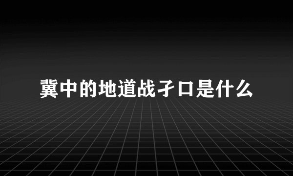 冀中的地道战孑口是什么