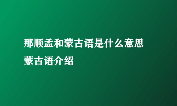 那顺孟和蒙古语是什么意思 蒙古语介绍