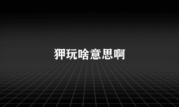 狎玩啥意思啊