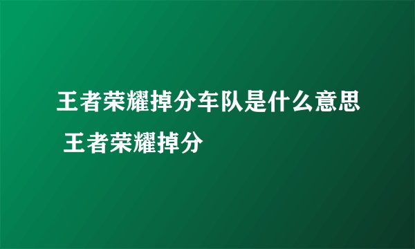 王者荣耀掉分车队是什么意思 王者荣耀掉分