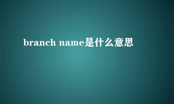 branch name是什么意思
