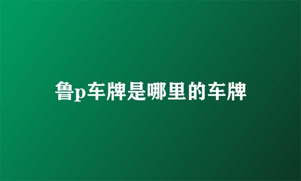 鲁p车牌是哪里的车牌