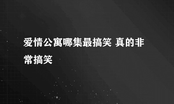 爱情公寓哪集最搞笑 真的非常搞笑