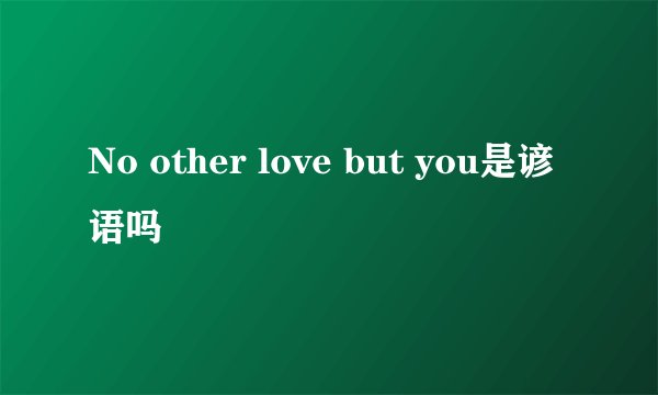 No other love but you是谚语吗