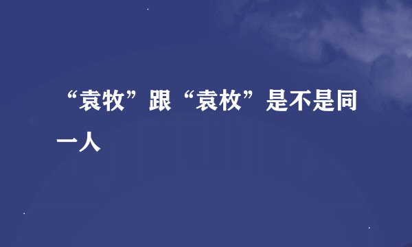 “袁牧”跟“袁枚”是不是同一人﹖