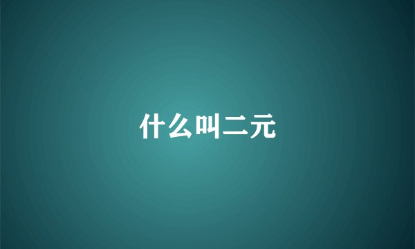 什么叫二元