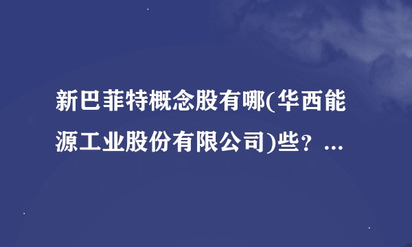 新巴菲特概念股有哪(华西能源工业股份有限公司)些？新巴菲特概念股一览