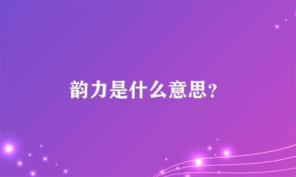 韵力是什么意思？