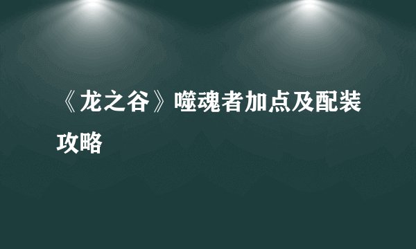 《龙之谷》噬魂者加点及配装攻略