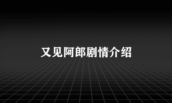 又见阿郎剧情介绍