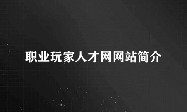 职业玩家人才网网站简介