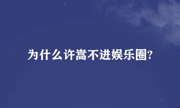为什么许嵩不进娱乐圈?