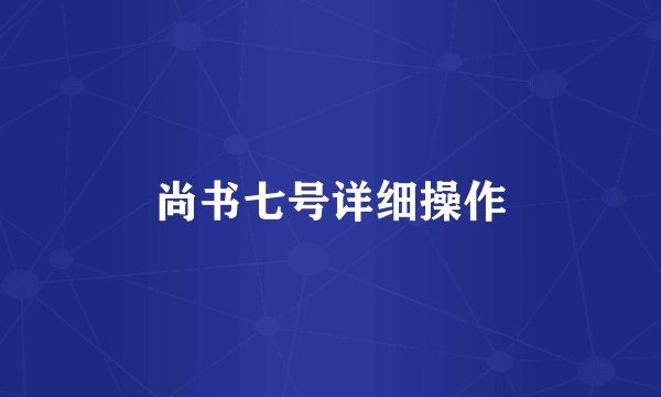 尚书七号详细操作