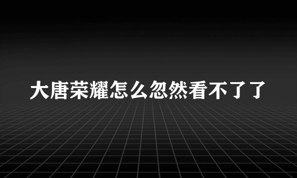 大唐荣耀怎么忽然看不了了