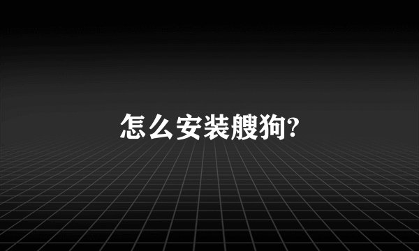 怎么安装艘狗?