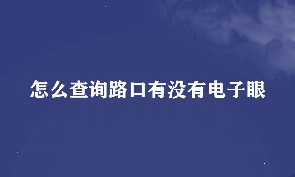 怎么查询路口有没有电子眼