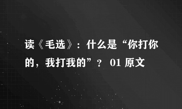 读《毛选》：什么是“你打你的，我打我的”？ 01 原文