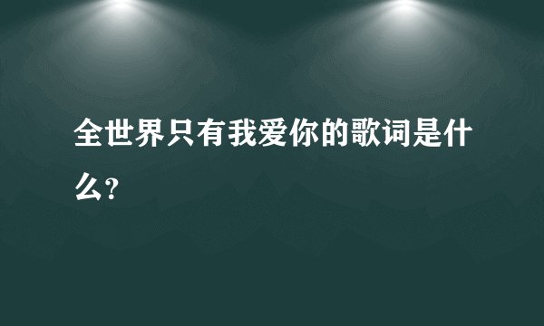 全世界只有我爱你的歌词是什么？