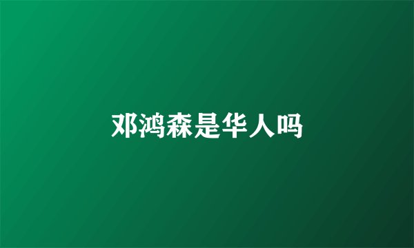邓鸿森是华人吗