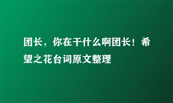 团长，你在干什么啊团长！希望之花台词原文整理