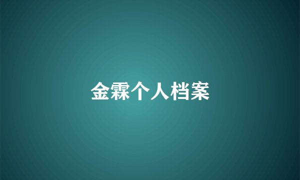 金霖个人档案