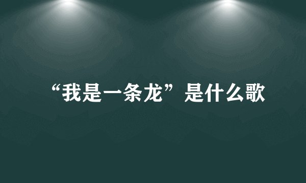 “我是一条龙”是什么歌