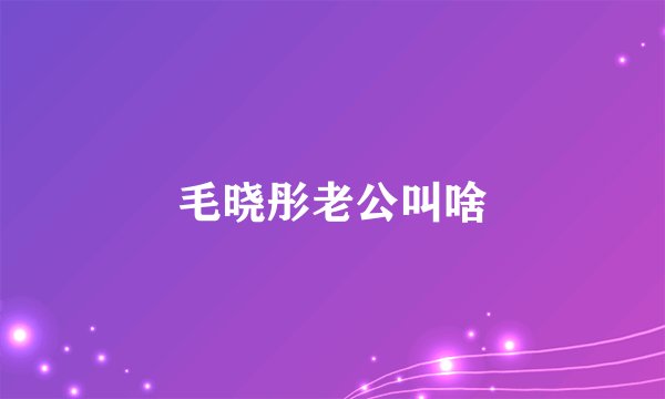 毛晓彤老公叫啥