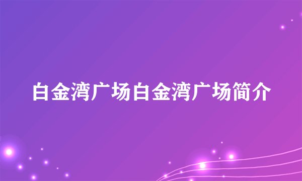 白金湾广场白金湾广场简介