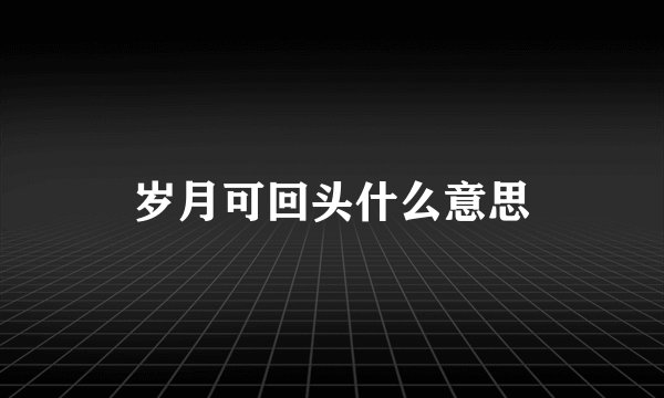 岁月可回头什么意思