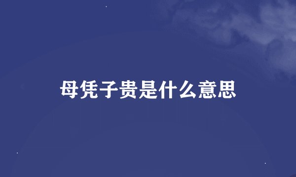 母凭子贵是什么意思